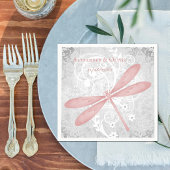 Serviette En Papier Fête des mariées de libellule rose Napkin