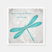 Serviette En Papier Fête des mariées de libellule turquoise Napkin (Devant)