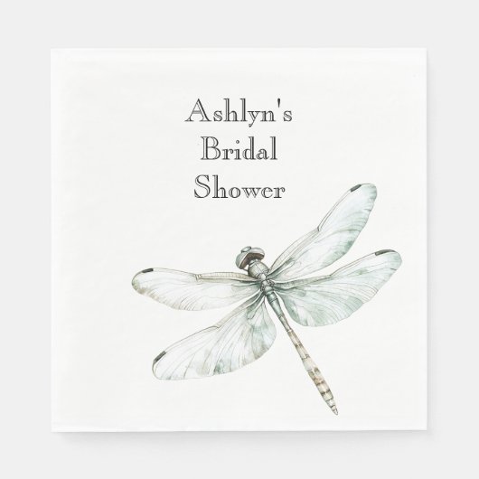Serviette En Papier Fête des mariées de libellules bleu chic (Devant)