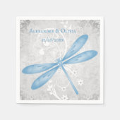 Serviette En Papier Fête des mariées de libellules bleues Napkin (Devant)