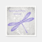 Serviette En Papier Fête des mariées de libellules violet Napkin (Devant)