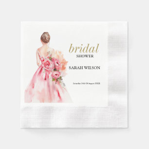 Serviette En Papier Fête des mariées de Mariage d'aquarelle minimale