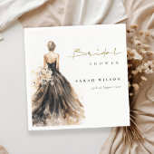 Serviette En Papier Fête des mariées de Mariage d'aquarelle noire