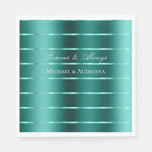 Serviette En Papier Fête des mariées de Mariage turquoise Green Ribbon (Devant)