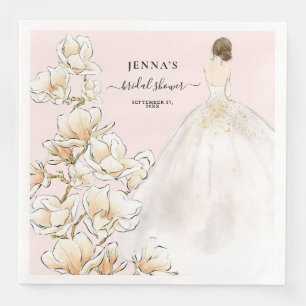 Serviette En Papier Fête des mariées de mariée Magnolia aquarelle