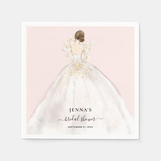 Serviette En Papier Fête des mariées de mariée Magnolia Brunette (Devant)