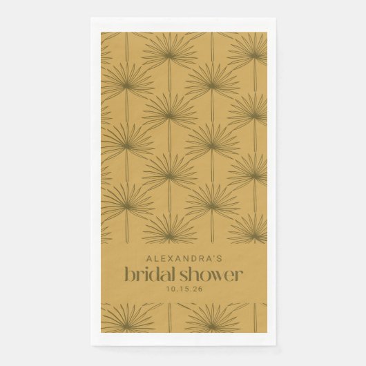 Serviette En Papier Fête des mariées de moutarde boho Fan Palm Leaf (Devant)