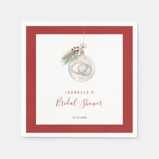 Serviette En Papier Fête des mariées de Noël d'hiver (Devant)