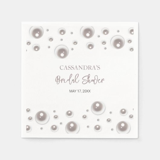 Serviette En Papier Fête des mariées de perle blanche minimale (Devant)