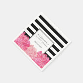 Serviette En Papier Fête des mariées de pivoine noire et rose (Coin)