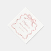 Serviette En Papier Fête des mariées de ruban rose vif moderne (Coin)