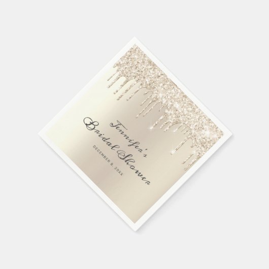 Serviette En Papier Fête des mariées de script de Parties scintillant  (Coin)