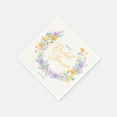 Serviette En Papier Fête des mariées de script Fleur sauvage chic (Coin)