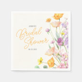 Serviette En Papier Fête des mariées de script Fleur sauvage chic (Devant)