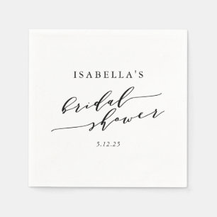 Serviette En Papier Fête des mariées de script minimaliste blanc class