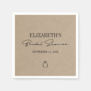 Serviette En Papier Fête des mariées de script moderne Rustique Kraft