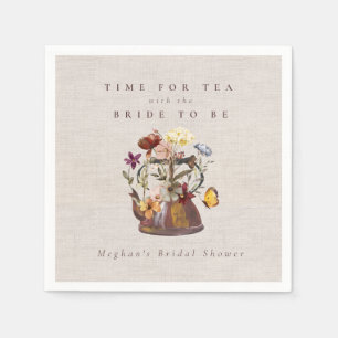 Serviette En Papier Fête des mariées de Tea Party Fleur sauvage aquare