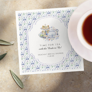 Serviette En Papier Fête des mariées de Tea Party Floral Bleu