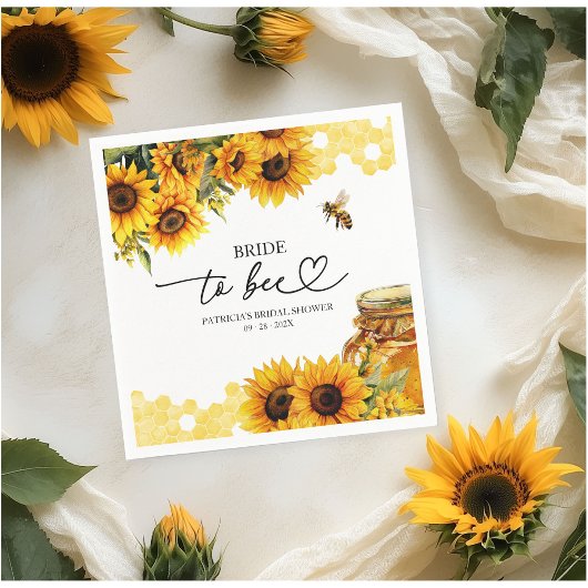 Serviette En Papier Fête des mariées de tournesol Mariée à Bee