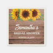 Serviette En Papier Fête des mariées de tournesol rustique (Devant)