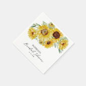 Serviette En Papier Fête des mariées de tournesol rustique chic (Coin)