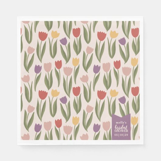 Serviette En Papier Fête des mariées de tulipes personnalisée (Devant)