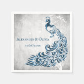Serviette En Papier Fête des mariées de vigne bleu Peacock Leaf Napkin (Devant)