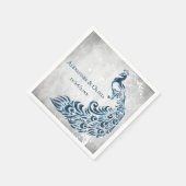 Serviette En Papier Fête des mariées de vigne bleu Peacock Leaf Napkin (Coin)