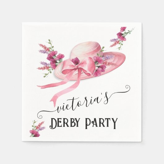 Serviette En Papier Fête des mariées Derby Casquette rose (Devant)