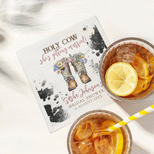 Serviette En Papier Fête des mariées des bottes florales de vache sain