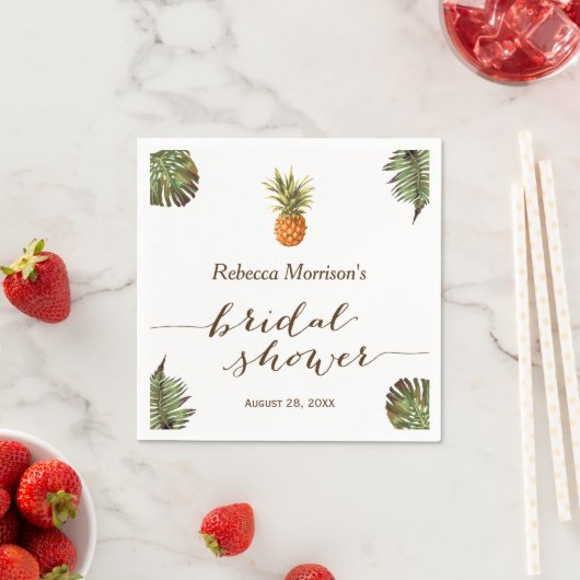 Serviette En Papier Fête des mariées d'été de l'ananas Feuille tropica (En situation)