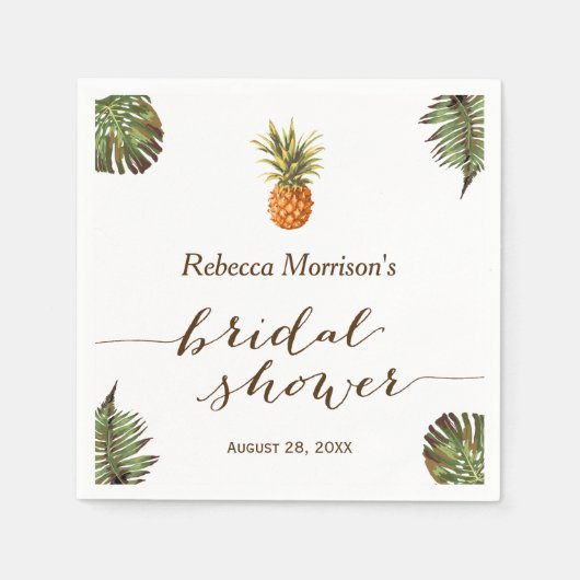 Serviette En Papier Fête des mariées d'été de l'ananas Feuille tropica (Devant)