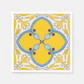 Serviette En Papier Fête des mariées d'été en carrelage bleu jaune ita (Devant)