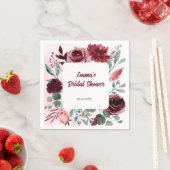 Serviette En Papier Fête des mariées du panneau de fleurs bordeaux aqu (En situation)