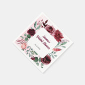Serviette En Papier Fête des mariées du panneau de fleurs bordeaux aqu (Coin)