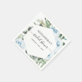Serviette En Papier Fête des mariées Dusty Blue Eucalyptus Sage Green (Coin)