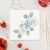 Serviette En Papier Fête des mariées Dusty Blue Floral Custom Luncheon (En situation)