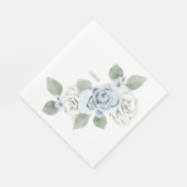 Serviette En Papier Fête des mariées Dusty Blue Floral Custom Luncheon (Coin)