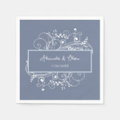 Serviette En Papier Fête des mariées Dusty Blue Floury (Devant)