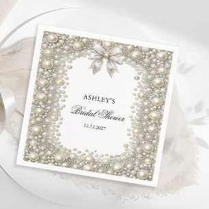 Serviette En Papier Fête des mariées élégante de diamants et de perles