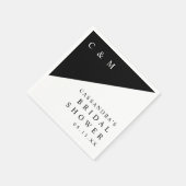 Serviette En Papier Fête des mariées Élégante Monogramme Noir Et Blanc (Coin)