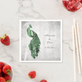 Serviette En Papier Fête des mariées Emerald Green Peacock (En situation)