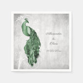 Serviette En Papier Fête des mariées Emerald Green Peacock (Devant)