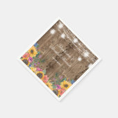 Serviette En Papier Fête des mariées en bois et tournesol (Coin)
