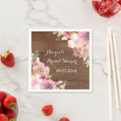 Serviette En Papier Fête des mariées en bois rose rustique (En situation)