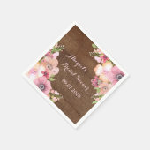 Serviette En Papier Fête des mariées en bois rose rustique (Coin)