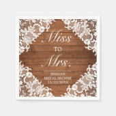 Serviette En Papier Fête des mariées en bois rustique et dentelle blan (Devant)