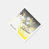Serviette En Papier Fête des mariées en Jaune et Gris (Coin)