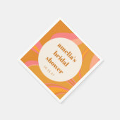 Serviette En Papier Fête des mariées en marbre rose jaune personnalisé (Coin)