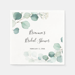 Serviette En Papier Fête des mariées Été Vert Eucalyptus Foliage